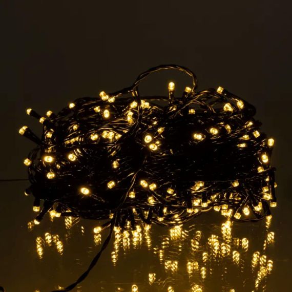 Новогодняя гирлянда уличная 30 м 300 LED с солнечной батареей черный провод Желтый SB300L30MBY | Зображення 1