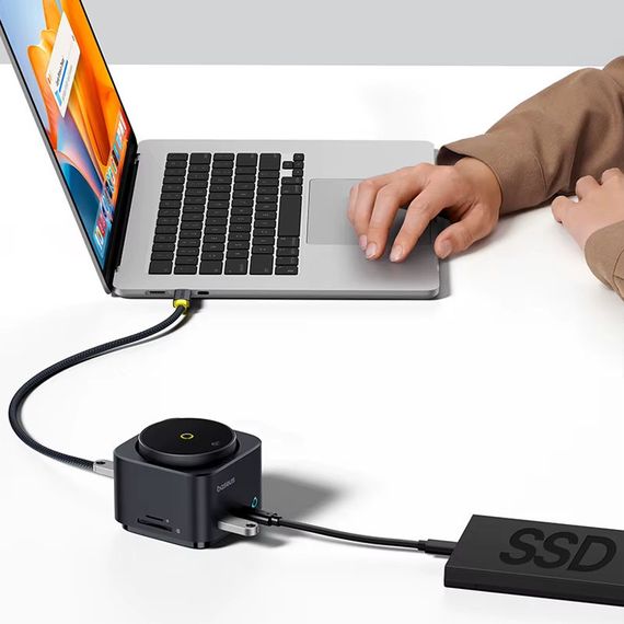 БЗП+HUB Baseus MagPro Series II 7-in-1 (USB-C to HDMI 4K 60Hz+2USB-А+2C+1SD/TF) (B000729001) Cosmic Black | Зображення 6