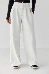 Теплі однотонні спортивні штани зі складками - світло-сірий цвет, L (є розміри)