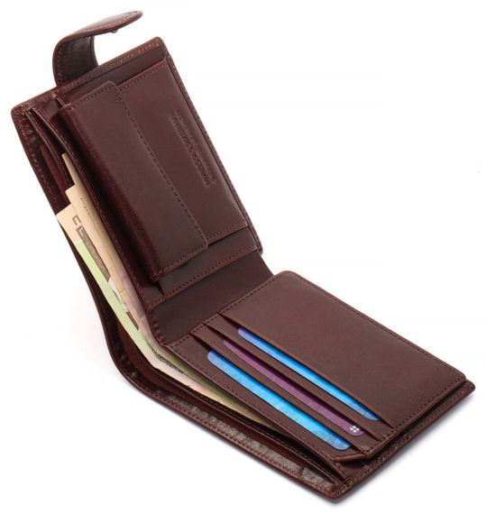 Коричневое мужское портмоне на кнопке из натуральной кожи Marco Coverna B047-801 | Зображення 4