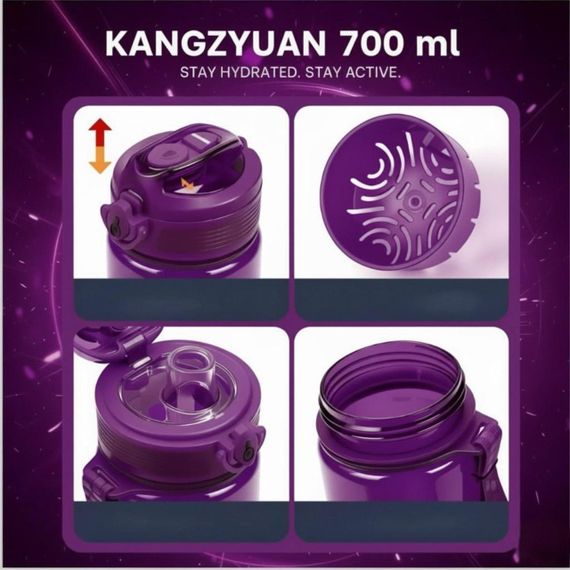 Пляшка KANGZYUAN 500 мл — Фіолетова Tritan BPA-free, ударостійка, спортивна з ергономічною кришкою | Зображення 5