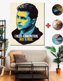 Картина на полотні "I Need Ammunition, Not A Ride" 60х80 см + Подарунок покриття лаком на полотні