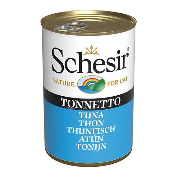 Schesir Tuna шезир тунец в желе натуральные консервы для котов, влажный корм 140г