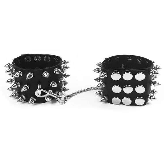 Наручники з шипами Art of Sex - Rose Spiked Leather Handcuffs, натуральна шкіра | Зображення 1