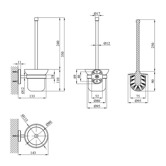 Йоржик для унітазу Kroner настінний KRM Elbe - ACG2910 (CV022870) | Зображення 1