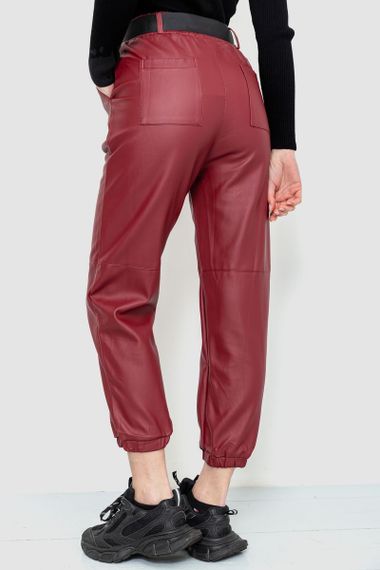 Штани жіночі з екошкіри, колір бордовий, 186R5205 | Зображення 3