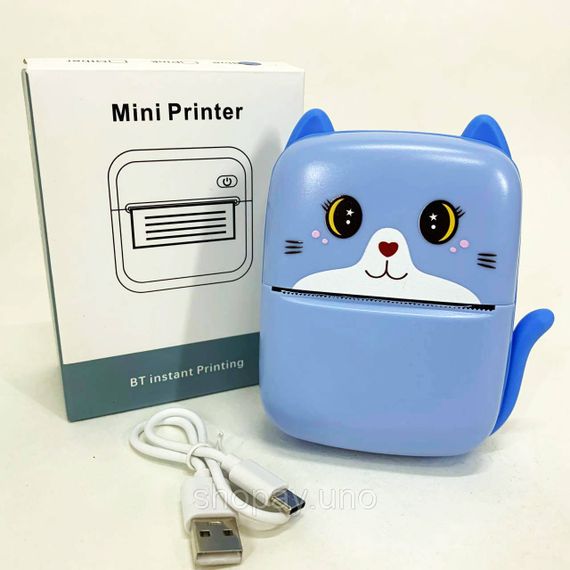 Портативний дитячий термопринтер із Bluetooth A8 Cat міні принтер для телефону Blue PS-61 | Зображення 4