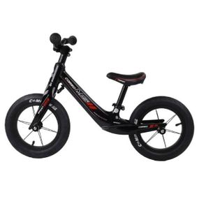 Велобіг двоколісний, колеса 12" надувні, алюмінієве кермо Corso Чорний глянсовий