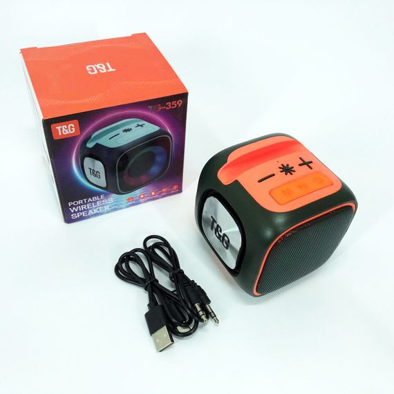 Портативная Bluetooth колонка TG359 7W с RGB подсветкой, аккумуляторная колонка для музыки. Цвет: зеленый | Зображення 9