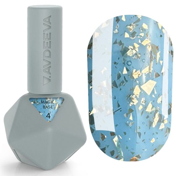 База для нігтів Victoria Avdeeva Magic Base 04 (небесно-блакитний із золотою поталлю) 12 мл HEMA & TPO FREE | Зображення 3