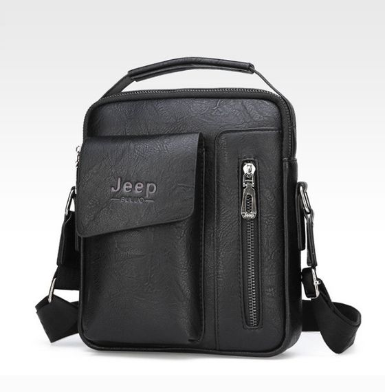 Сумка чоловіча через плече планшет Jeep чорна з ручкою (951)