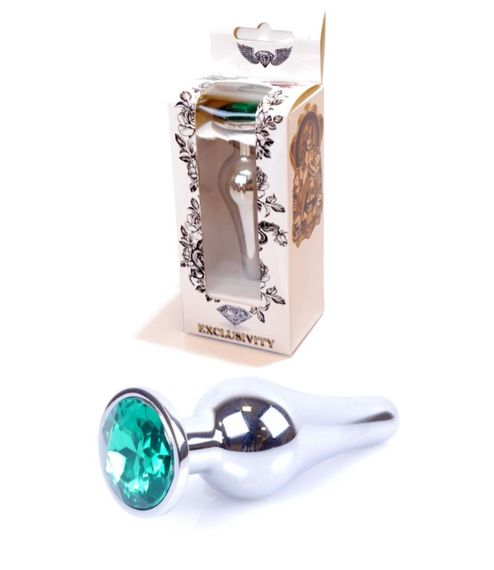 Анальна пробка - Jewellery Silver BUTT PLUG- Green Sex Aura