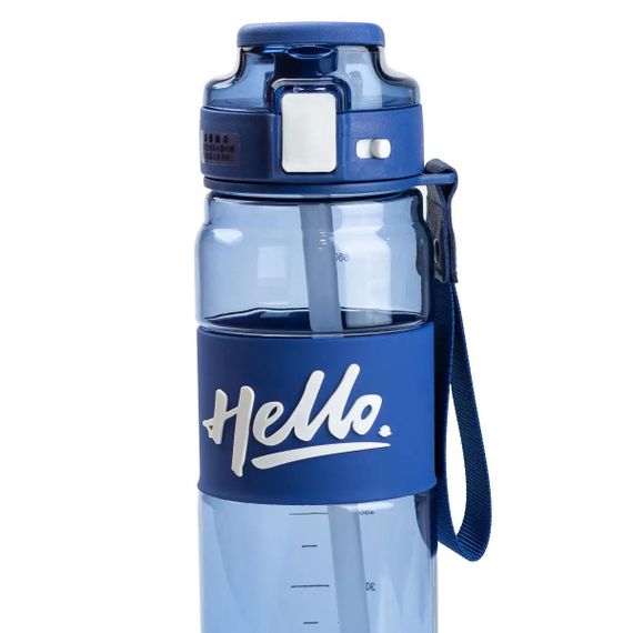 Бутылка для воды 860 мл тритан с ремешком и ручкой Синяя HP17303BL | Зображення 3
