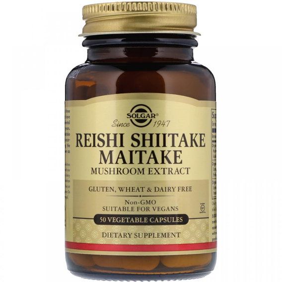 Грибной комплекс Solgar Reishi Shiitake Maitake Mushroom Extract 50 Veg Caps