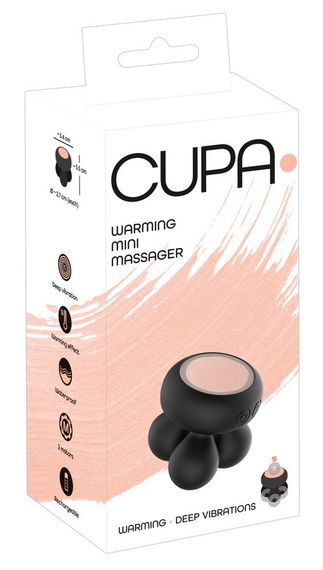 Міні-масажер з функцією підігріву, універсальний CUPA Warming Mini Massager чорний Sex Aura | Зображення 7