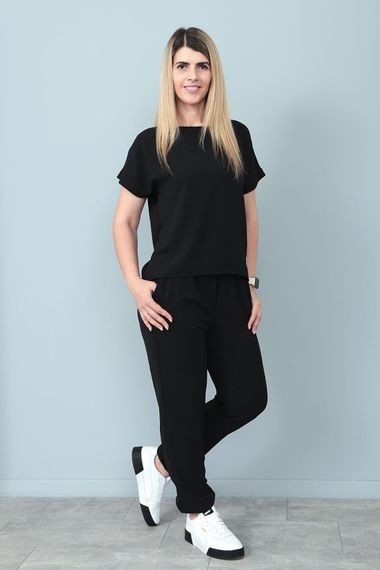 Женский летний легкий костюм укороченные штаны и футболка Gf7931 цвет черный, размер 46/48 | Зображення 2
