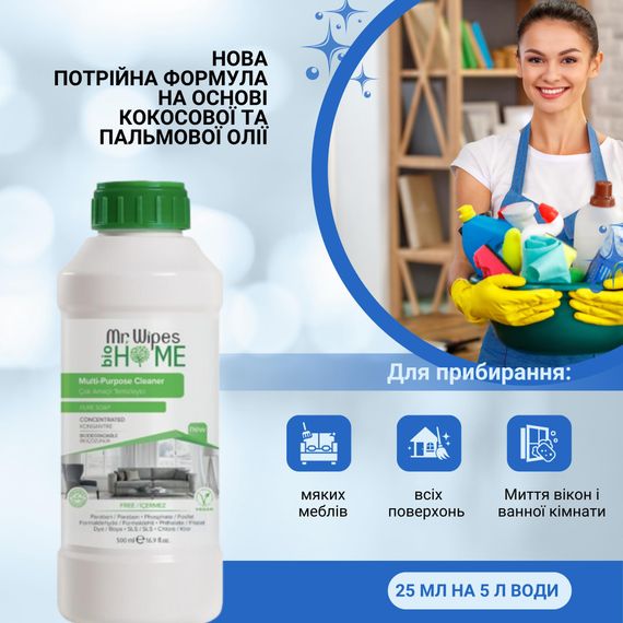 Концентрированный мультифункциональный очиститель Farmasi Mr. Wipes "Чистота" 1000 мл | Зображення 1