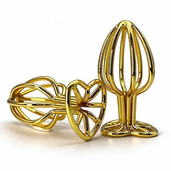 Анальна пробка ALUME, M, каркасна, золота, 7,4 × 3,5 см Sex Aura | Зображення 2