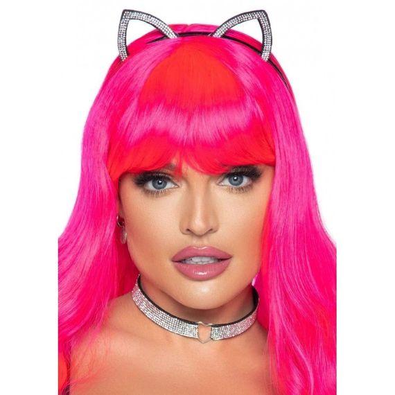 Набір аксесуарів Bling Kitty зі стразами, вуха та чокер Sex Aura