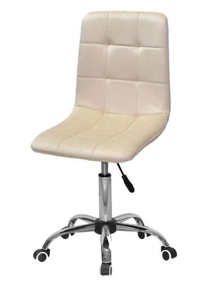 Стілець м'який із регулюванням висоти Tom CH-Office Ø570 мм, на хромованій хрестовині на прогумованих колесах велюр бежевий UC-902