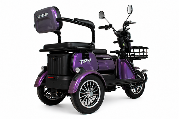 Електротрайк Crosser TR-1 1500W 72V 20Ah, триколісний електроскутер, до 55 км, для дорослих та літніх Фіолетовий | Зображення 4