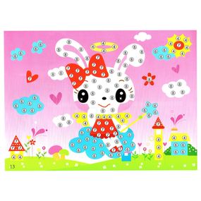 Детская мозаика по номерам "Зайчонок" 13-126-6 разноцветные камушки