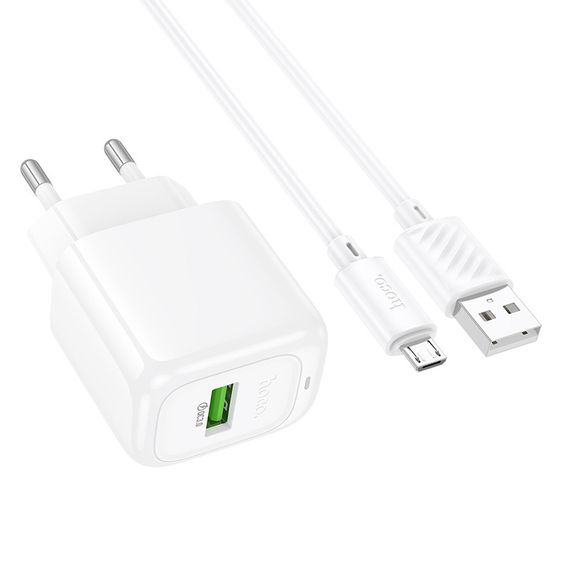 МЗП Hoco CS52A Surplus QC3.0 (1USB-A) + кабель USB to MicroUSB White | Зображення 2