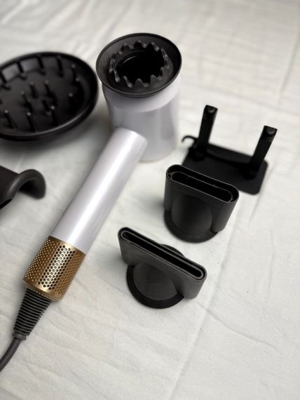 Фен Super Hair Dryer білий з золотом з іонізацією та турборежимом 5 насадок | Зображення 3