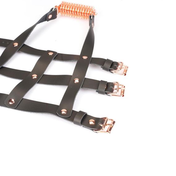 Шкіряна портупея для гомілкостопу зі шпорамиLiebe Seele Leather High Heel Ankle Harness Rose Gold Sex Aura | Зображення 3