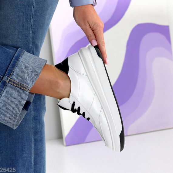 Молодежные белые кроссовки натуральная кожа с перфорацией | Зображення 6