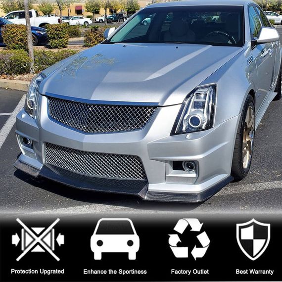 Накладка на передній бампер Lip V2 (для CTS V Sedan 2016-2019, Карбон) для Cadillac CTS рр | Зображення 1