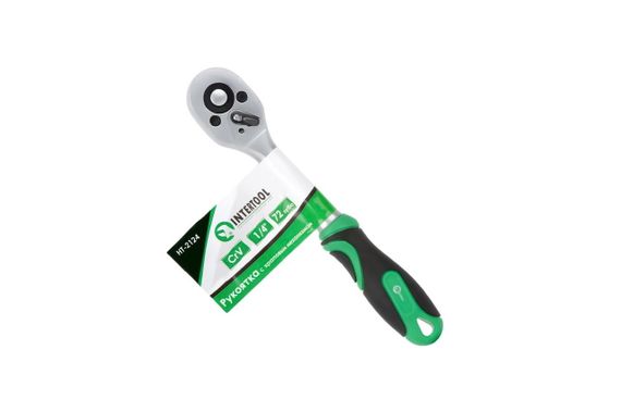 Ключ трещоточный (рукоятка с храповым механизмом) Intertool - 1/4" x 72T (HT-2124) | Зображення 2