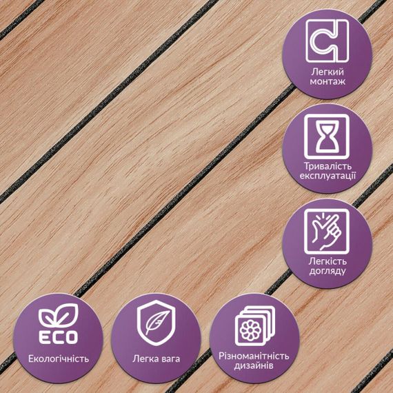 Покрытие виниловое самоклеющееся 3D рейки 600х600х2,8мм Тик золотистый SW-00002203 | Зображення 4