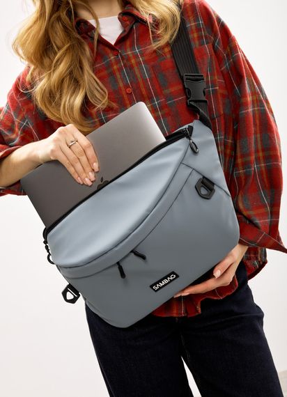 Женская сумка-бананка под ноутбук Sambag Urban Laptop голубая 46×26 см (51411010) | Зображення 5