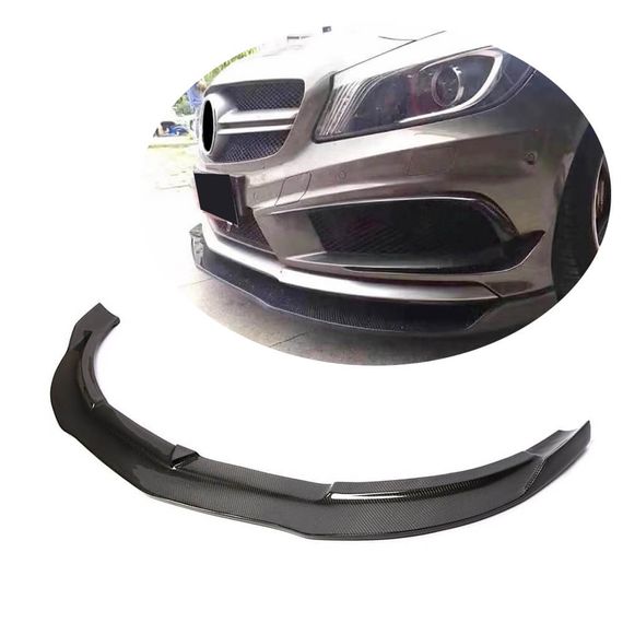Передняя губа бампера V1 для AMG-Line / A45 AMG HB 2013-2015, Карбон для Mercedes A-сlass W176