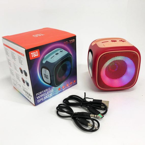 Портативна Bluetooth колонка TG359 7W з RGB підсвічуванням, Гучна блютуз колонка. Колір: червоний | Зображення 5