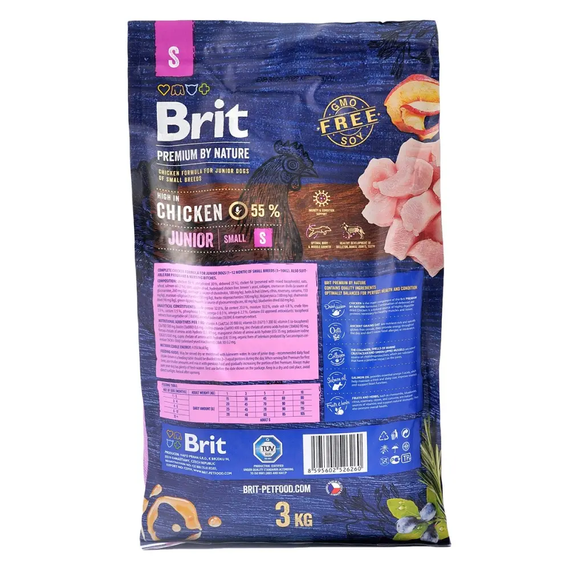 Сухой корм Brit Premium Dog Junior S для щенков мелких пород от 1 до 12 месяцев, с курицей 3 кг | Зображення 1