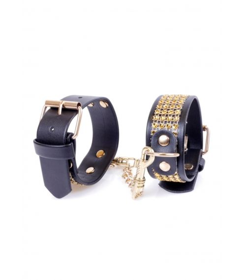 Наручники Fetish Boss Series Наручники со стразами 3 см Золото | Зображення 1