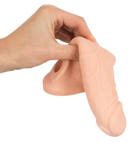 Насадка на член та мошонку Nature Skin Penis Sleeve, тілесна Sex Aura | Зображення 5
