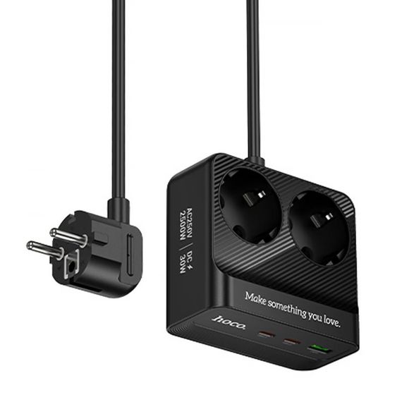 Подовжувач Hoco AC27 Descanso (PD30W/2C/1A/2xSocket) (2m) Black