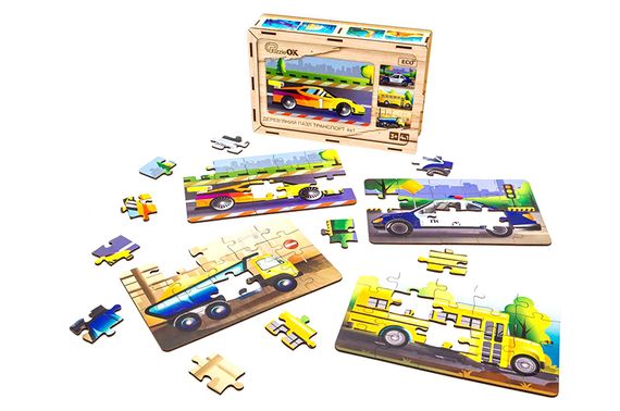 Пазл 4 в 1 "Транспорт" дерев'яний, 15 елем., в малюнку PuzzleOK | Зображення 6