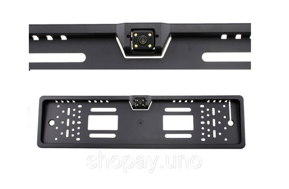 Камера заднего вида в авто номерной рамке с 4 LED подсветкой Black | Зображення 1