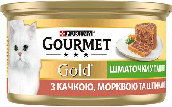 Вологий корм Purina GOURMET GOLD для дорослих котів, качка, морква і шпинат 85г | Зображення 2