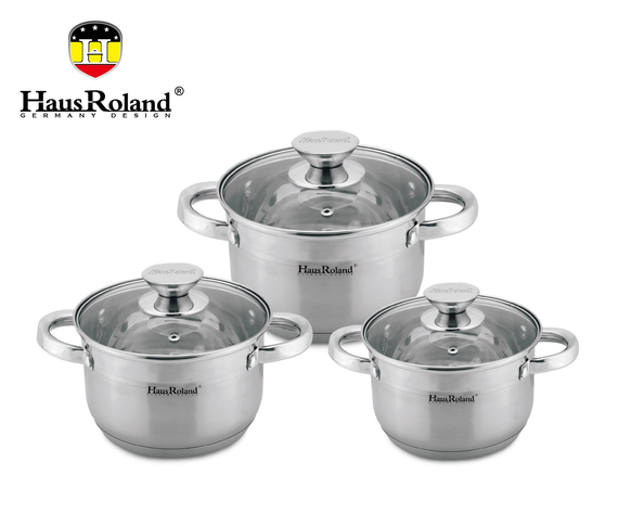 Набор кастрюль Haus Roland HR176-1, 3 шт из нержавеющей стали 2,9/3,9/5,1 л. Серебристый (HR176-1)