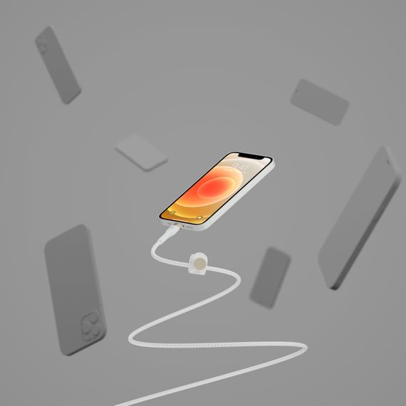 Кабель Belkin USB-A - Lightning плетений, силіконовий, з ремінцем на магніті, 1м, білий (CAA010BT1MWH) | Зображення 5