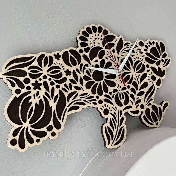 Настінний годинник Карта України з фанери Патріотичний дерев'яний годинник | Зображення 3