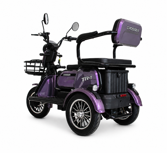 Електротрайк Crosser TR-1 1500W 72V 20Ah, триколісний електроскутер, до 55 км, для дорослих та літніх Фіолетовий | Зображення 6