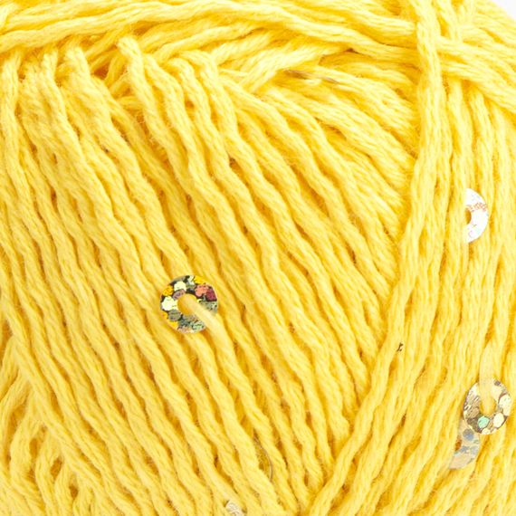 Yarnart COTTON GOLD PAILLETTES № 7106 жовтий Котон Голд Пайетка Пряжа бавовна з паєткою, нитки для в'язання | Зображення 1