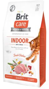 Корм Brit Care Cat Grain Free Indoor Anti-Stress сухой с курицей для снижения уровня стресса у домашних кошек 7 кг
