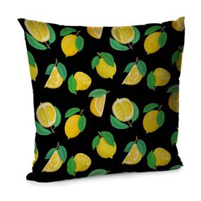 Подушка диванна з оксамиту Лимоны 45x45 см (45BP_FLORA019)